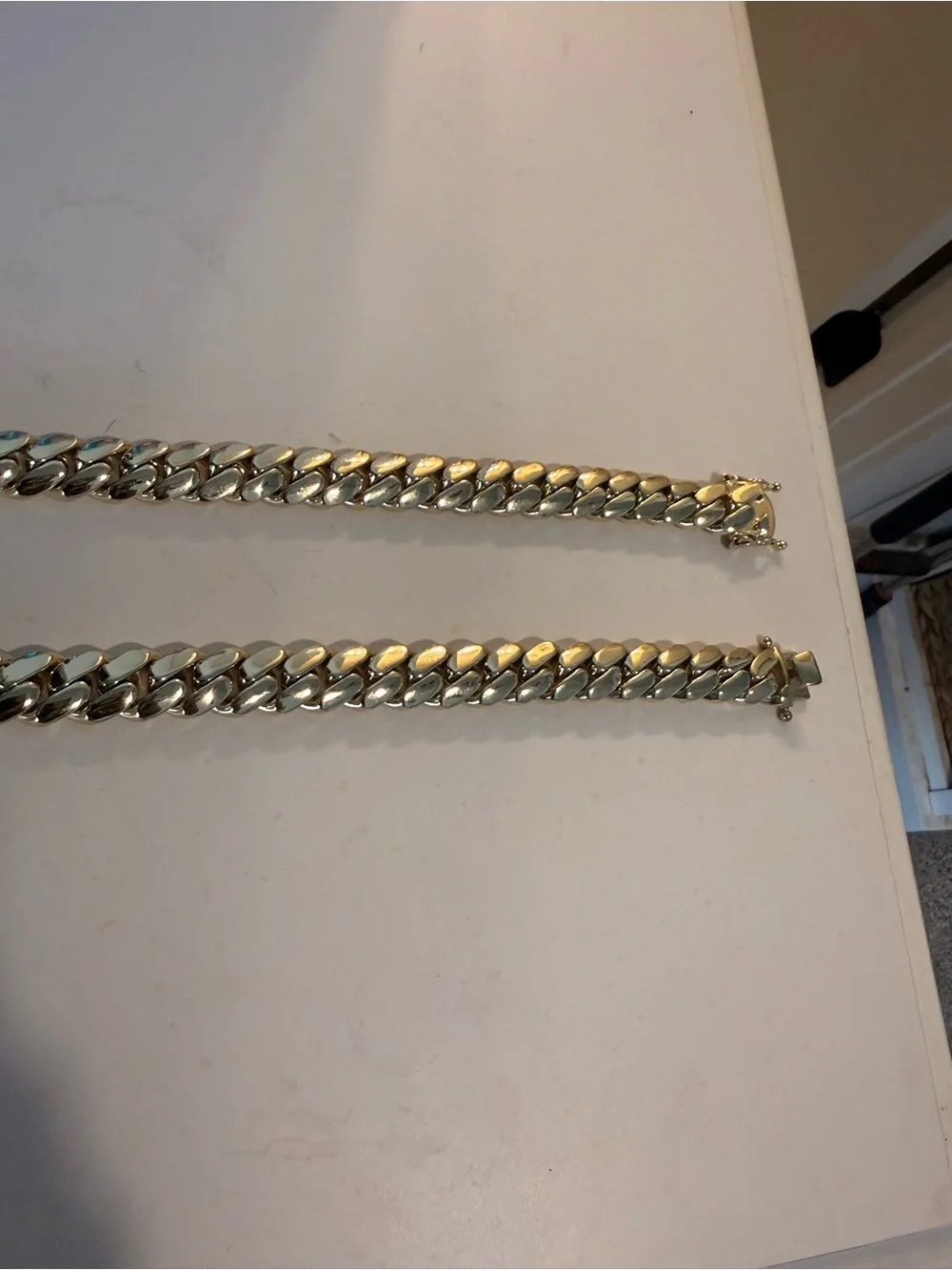 Gold Tone Cuban Link Chain Necklace - Chunky Curb Chain $200 ea wrist $50